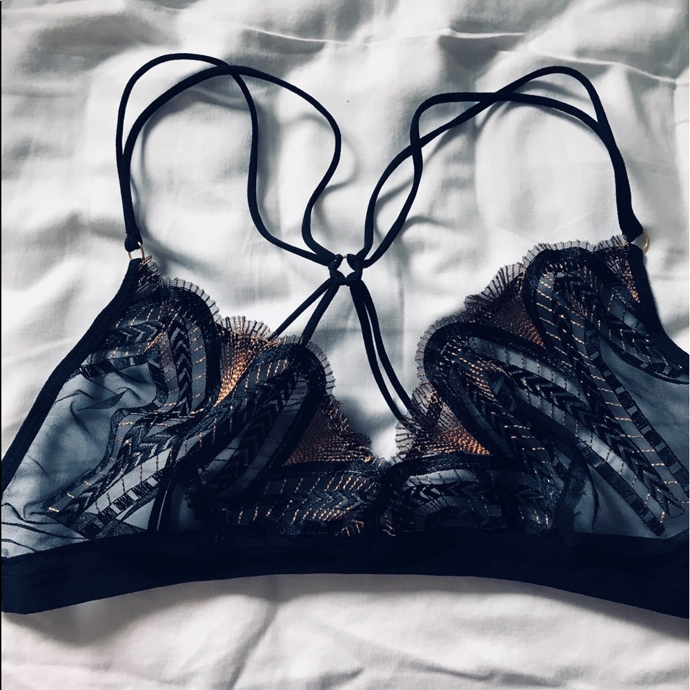 Urban Outfitters Sheer Black and Gold Bralette